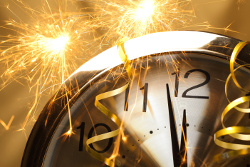 New Year Clock with Fireworks