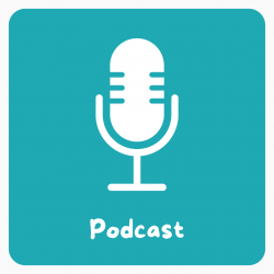 Podcast graphic with microphone illustration